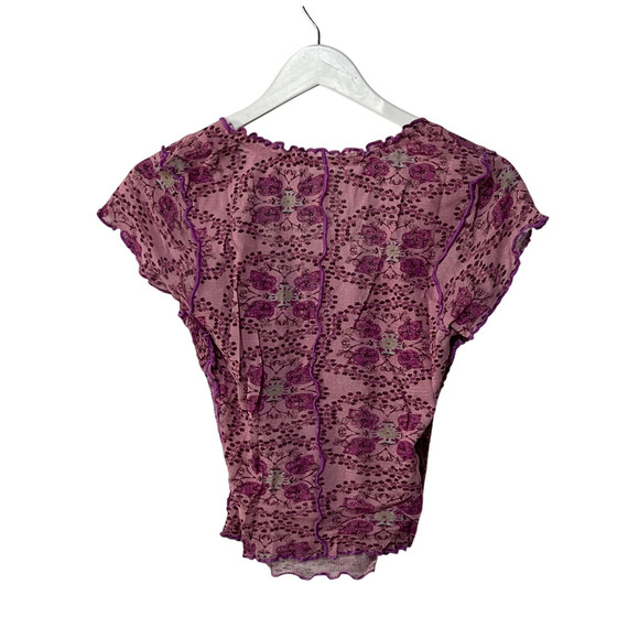 FREE PEOPLE TOP WOMENS SIZE SMALL OH MY BABY COTTON STRETCH TEE LILAC PINK BOHO - Picture 5 of 13